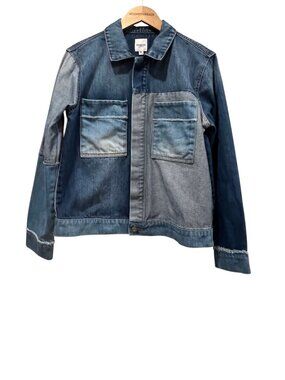 Kensie Denim Patchwork Trucker Jacket, Blue, M